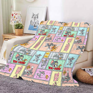 Cheap Wholesale Cute Cartoon Cat Mouse Animals Blanket Small Moq Custom High Quality <b>Plush</b> Blankets Gifts for Baby Kids Adults - Product Image 1