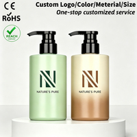 Bouteilles vides en plastique de luxe personnalisables avec logo, 300 ml et 500 ml, pour gel douche, shampoing, savon liquide, avec pompe, rechargeables