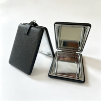 Pochette personnalisée compacte en alliage de zinc, écologique, maquillage, impression sérigraphique, petite, pliable, portable, double face, promotionnelle