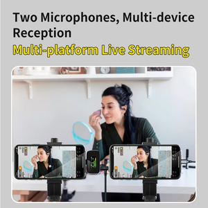 Micrófono Lavalier Inalámbrico Profesional <span class=keywords><strong>de</strong></span> 2.4GHz con Cancelación <span class=keywords><strong>de</strong></span> Ruido, Micrófonos Duales, Batería <span class=keywords><strong>de</strong></span> 48H, Metálico, para Computadora y Transmisión en Vivo - Product Image 1