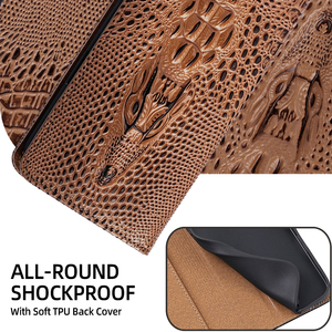 Étui à rabat en cuir véritable de luxe avec tête de crocodile, antichoc et protecteur pour <span class=keywords><strong>Samsung</strong></span> Galaxy S26 Ultra S25 S24 Plus, personnalisé - Product Image 5