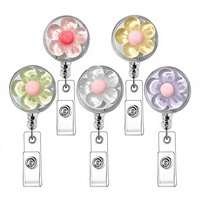 Porte-badge rétractable transfrontalier avec clip dorsal, motif floral, boucle à rappel automatique, durable et anti-perte, pour médecins et infirmières