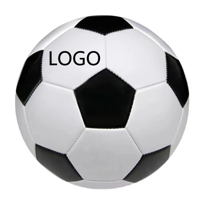 Bola de futebol em PVC para futebol, material de borracha e PVC personalizado, tamanho 1-5 para baixo preço, atacado