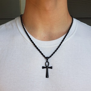 批发不锈钢金黑银安卡十字架项链宗教信仰基督教吊坠项链男女款 - Product Image 3