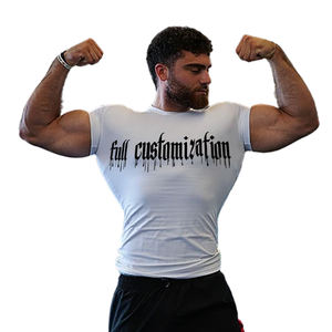 Camiseta personalizada de secado rápido para gimnasio para hombre, camiseta ligera transpirable de poliéster Spandex, malla de secado rápido, camiseta de culturismo muscular - Product Image 1