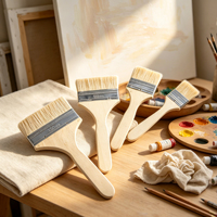 Ensemble de pinceaux à poils mixtes multi-tailles, manche en bois court, virole argentée, pour peinture murale, barbecue, pâtisserie, nettoyage de la poussière