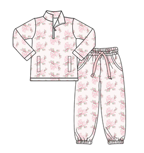 Précommande 10 quantité minimale de commande Bébé Filles Manches Longues Fleur Poche Fermeture Éclair Top Jogger Pantalon En Gros Boutique Bas Prix Yoga Active Vêtements Ensemble - Product Image 5
