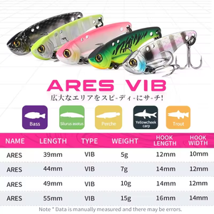 Señuelo duro <span class=keywords><strong>de</strong></span> pesca Metal VIB ARES 5G 7G 10g 15g anzuelo triple doble agujero bajo centro <span class=keywords><strong>de</strong></span> gravedad <span class=keywords><strong>cebo</strong></span> <span class=keywords><strong>de</strong></span> vibración Artificial - Product Image 3