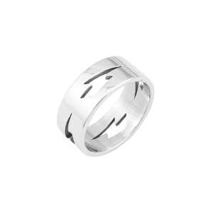 Simple Niche Design Stainless Steel Geometric Lightning Shaped Ring Hollowed Out Personalized Unisex's Rings Wholesale Jewelry - Product Image 6