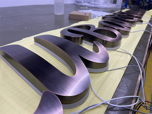 Ventas directas de la fábrica de led de acero inoxidable metal luminoso fuente iluminado cartas 3d logotipo cartel de señalización - Product Image 6