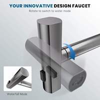 Robinet de cuisine moderne en acier inoxydable et céramique, monocommande, à poser sur comptoir, avec douchette extractible, rotation à 360 degrés, 4 modes de pulvérisation, pour hôtels