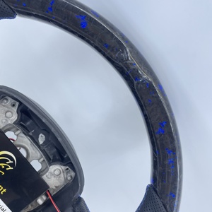 Volant en fibre de carbone forgée avec des paillettes bleues compatible avec <span class=keywords><strong>Dodge</strong></span> Charger/Challenger/Hellcat/Durango/Jeep <span class=keywords><strong>SRT</strong></span>/Trackhawk 2015-2023 - Product Image 4