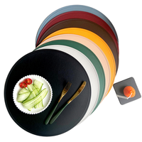 JinYue Sets de table ronds faits à la main en cuir PU écologique, style nordique, épaisseur 10 mm, résistants à la chaleur, lavables