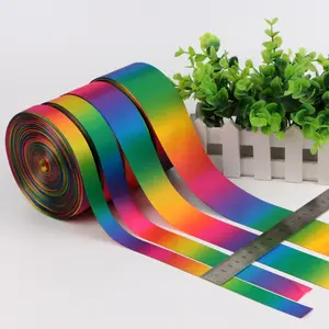 帕诺工厂缎带库存100毫米4英寸彩色彩虹热转印印花涤纶缎带发蝴蝶结