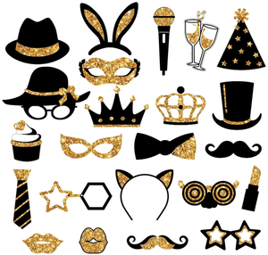 Paquete de Accesorios para Fotos de Fiesta de Disfraces, Sombreros, Gafas, Lápiz Labial, Corbata, Corona para Cumpleaños, Bodas, Año Nuevo, Graduaciones - Product Image 1