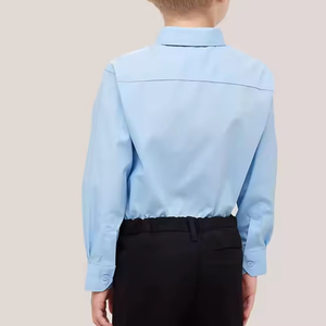 Camisa Escolar de Algodón Oxford Azul Claro para Niños, Manga Larga, Uniforme Escolar Primario, Nueva Tendencia, Alta Calidad, Precio Bajo - Product Image 4