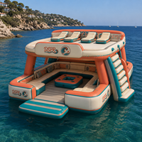Plateforme flottante gonflable stable avec sièges lounge et glacière pour les vacances en famille, la baignade et le soleil