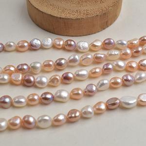 Handmade DIY <b>Loose</b> 9-10mm Natural Freshwater White <b>Pearl</b> Black Two-Sided Glossy Side Baroque Irregularity for Creative Projects - Product Image 4