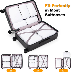 8 pièces de cubes de rangement en rotin pour vêtements, organisateurs de bagages de voyage, sacs de rangement pour valise, double capacité, pliables, avec gobelet à brosse à dents - Product Image 2