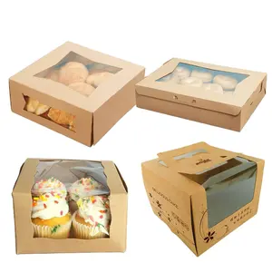 Take Out Small Pastry Treat Bakery Boxes with Window Gift Packaging Boxes for Cookie, Pastries, Mini Cakes, Donut