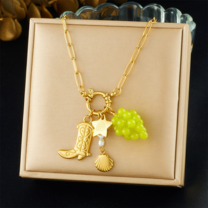 European American Fashion Personalized Charm Pendant Necklace With Grape Boot Star Seashell Zinc Alloy Gift Jewelry - Product Image 1