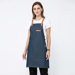 Premium Denim <b>Apron</b> PU Leather Straps Adjustable Cross Back Other Uniforms <b>Apron</b> For <b>Kitchen</b> Cafe Barista And Barber Shop <b>Aprons</b> - Product Image 1