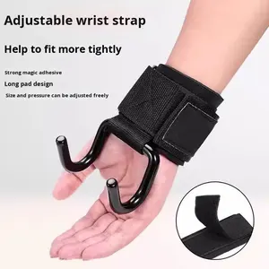Sarung tangan Bar tarik Neoprene, dengan pegangan Fitness Anti Slip, sabuk kait untuk bantuan angkat beban, kait bantuan tarik - Product Image 3