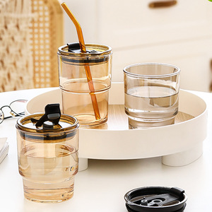 450ml manchon en cuir protecteur paille tasse à eau étanche réutilisable verre voyage tasse à café avec couvercle - Product Image 4