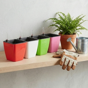 High Quality Injection Molded PP Plastic Self Watering Flower Pots Modern Square Planter Boxes B2B Wholesale Supplier Size 13 - Product Image 1