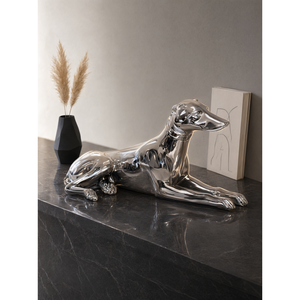 Moderne Silberne Windhund-Harzskulptur für Heim- und Bürodekoration - Product Image 3