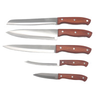 Vente en gros Ensemble de couteaux de cuisine en acier inoxydable pour chef professionnel 5pc personnalisé pour la cuisson Caractéristiques Manche en bois pour une coupe facile