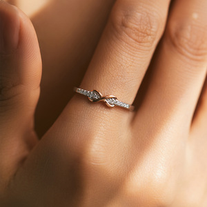S925 <b>Silver</b> <b>Eternity</b> Band <b>Ring</b> Women's Rose Gold Plated Infinite Design Round Diamond Pave Setting Romantic Engagement <b>Ring</b> - Product Image 4