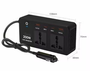 <span class=keywords><strong>Dc</strong></span> 12V đến 110V / 220V 200W điện biến tần với 4-Port USB PD QC3.0 xe <span class=keywords><strong>Adapter</strong></span> - Product Image 6