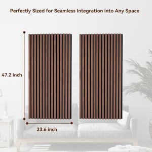Panneau mural à lattes en noyer foncé Panneau mural acoustique en bande de bois Akupanel Panneau acoustique en bois sur support en feutre PET noir - Product Image 3