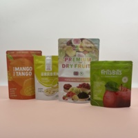 Sachets de fruits lyophilisés imprimés sur mesure, saveurs variées, impression numérique, refermables, réutilisables, avec fermeture éclair, faible coût