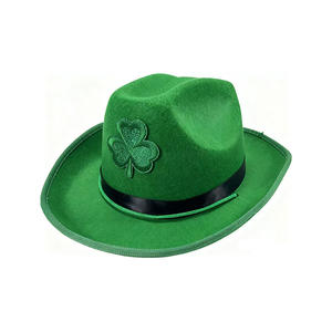Sombrero de Vaquero Infantil con Trébol de la Suerte Irlandés para el Día de San Patricio, Gorras de Vaquero Verdes Nacionales de Irlanda con Correa de Chip - Product Image 2
