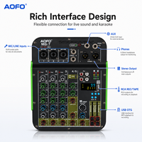 AOFO MG-7 Mixeur audio professionnel 5 canaux avec 99DSP Bluetooth USB OTG Alimentation fantôme 48V Métal et plastique Égaliseur 3 bandes