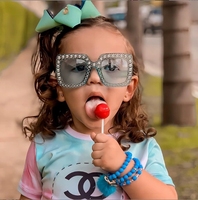9678 New Big Frame Children's Sunglasses Pearl Beauty Sunglasses Baby Candy Fashion Cute Sun Glasses for Kids