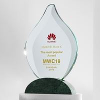 Trophée en marbre écologique, base en marbre personnalisée, trophée en cristal flamme, trophée en cristal goutte d'eau en forme de feuille, vente en gros pour cadeaux