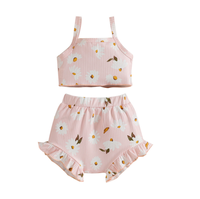 Ensembles décontractés pour bébés filles, imprimés floraux avec short à volants, vêtements d'été pour tout-petits, 2 pièces