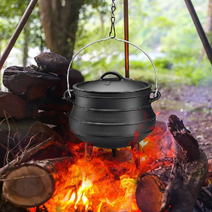 Vente flash : Pot à frire <span class=keywords><strong>en</strong></span> <span class=keywords><strong>fonte</strong></span> pour cuisson au feu de camp, potjie pot de camping avec couvercle, compatible gaz et induction, passe au lave-vaisselle et au four - Product Image 4