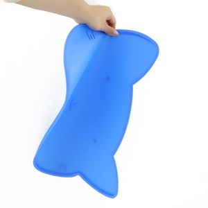 Cat Shaped <b>Pet</b> <b>Feeding</b> <b>Mat</b> Royal Blue Non Slip Stain Resistant Easy To Clean For Cats And Dogs - Product Image 2