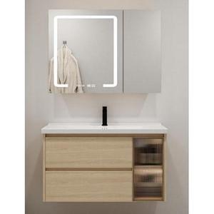 Mueble de Baño Suspendido en Pared CR con Espejo Inteligente de Madera Natural, Lavabo Cerámico Integrado de 720mm - Product Image 3