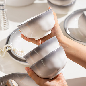Service <span class=keywords><strong>de</strong></span> table en céramique grise 60 pièces, ensembles <span class=keywords><strong>de</strong></span> bols et d'assiettes en porcelaine, cadeau <span class=keywords><strong>de</strong></span> mariage, pour 12 personnes, <span class=keywords><strong>vaisselle</strong></span> en céramique - Product Image 5