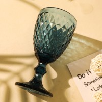 Groothandel Europese Stijl Retro Luxe Romantische Blauwe Wijn Glazen 340Ml Kleurrijke Vintage Glazen Bekers Voor Feest