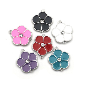 Composants de bijoux en alliage de zinc en forme de fleur pour la fabrication de bracelets avec centre en strass, diamètre 20 mm, options multicolores - Product Image 2