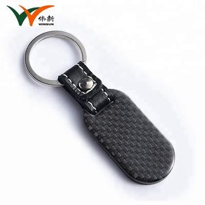 Vente en gros d'usine, porte-clés en cuir personnalisé, porte-clés en métal PU, fibre de carbone pour hommes - Product Image 5