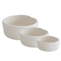 Panier de rangement en corde de coton tissé à la main, panier cadeau en corde de coton naturelle, forme ronde, petit panier