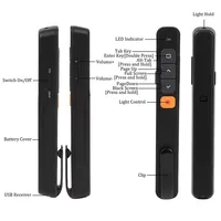 Présentateur sans fil 2,4 GHz de type clip, stylet PowerPoint avec batterie au lithium / piles AAA et récepteur USB/Type-C pour réunions et formations