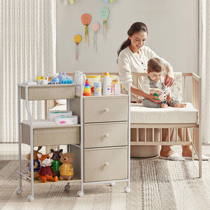 Organiseur et rangement pour bébé avec séparateurs et tiroirs Chariot utilitaire à roulettes pour chambre d'enfant, chambre à coucher, table à langer et berceau - Product Image 3